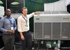 Repelectric Kenya ltd. Showed their refrigeration products and new cooling systems. Ecostar is their star-product. Kelvin Muriuki (sales for the refrigeration pr.) and Richard Wootton (Head of Sales) together with the Ecostar.